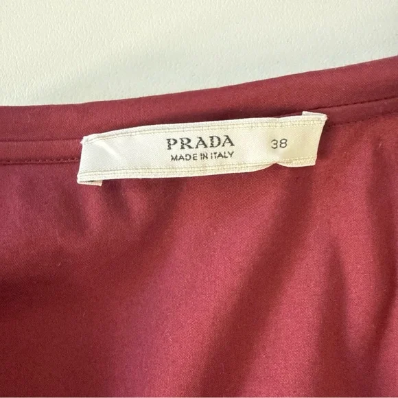 Vintage Prada 2009 Women’s Blouse Deep Burgundy Quiet Luxury Minimalist Sz 2 4 - Picture 8 of 12